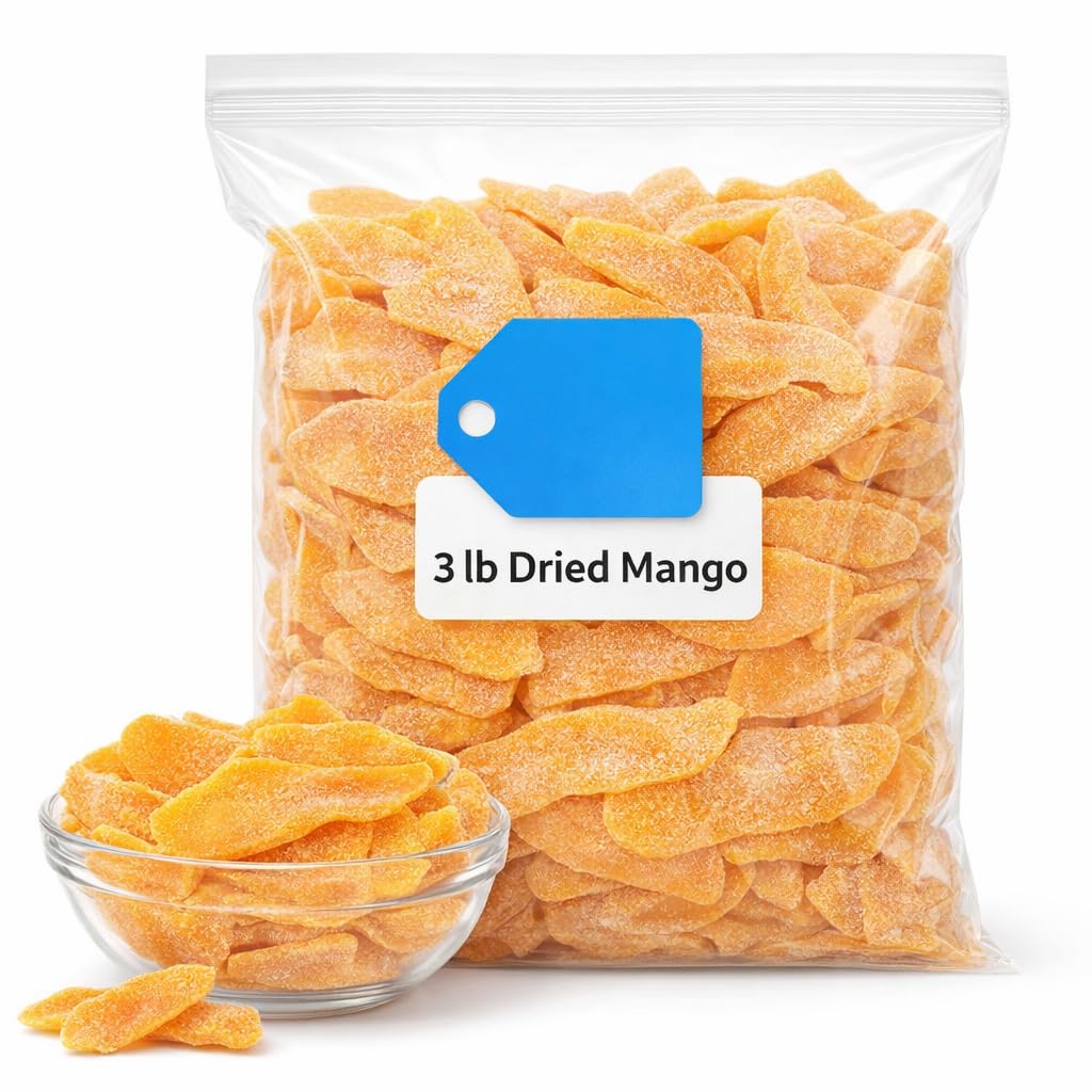 Dried Mango – 3 lb Bulk Bag, Chewy Mango Slices for Snacking, Baking & Trail Mix