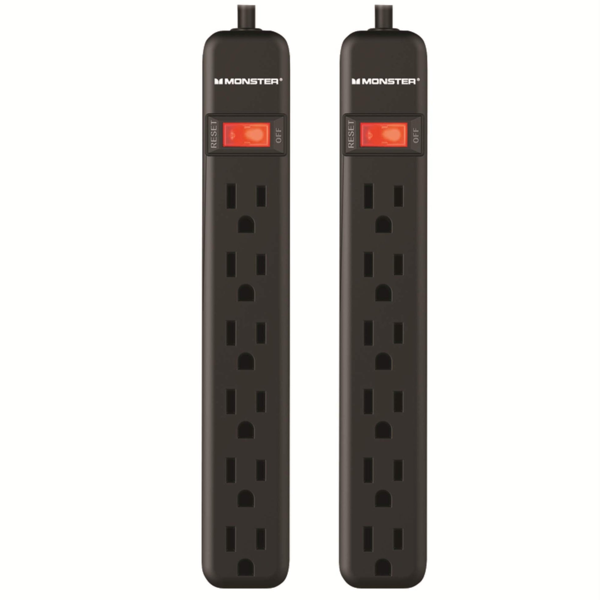 Monster Just Power It Up 6-Outlet Surge Protector, 2ft Cord, Black
