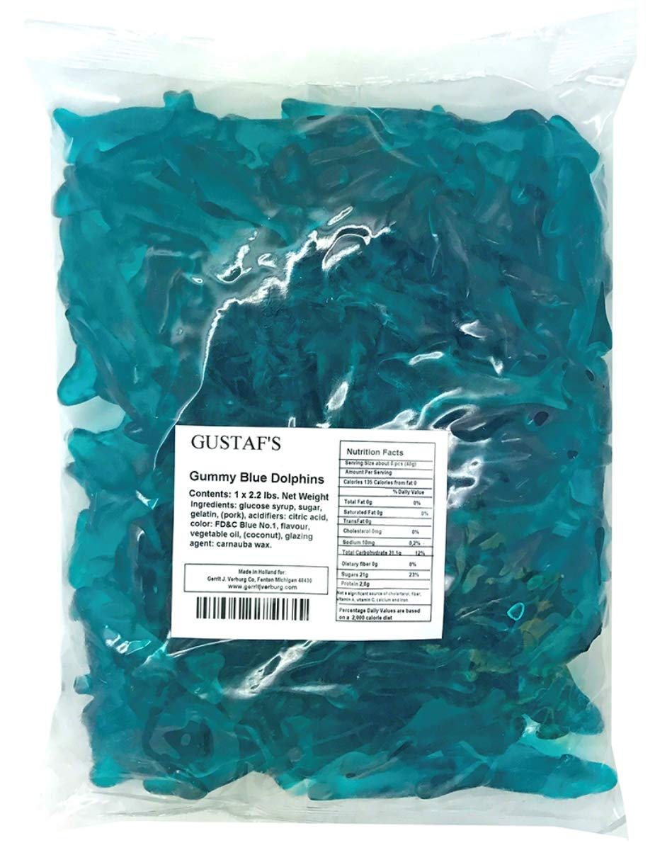 Gustaf's Blue Raspberry Gummi Dolphins 2.2lb