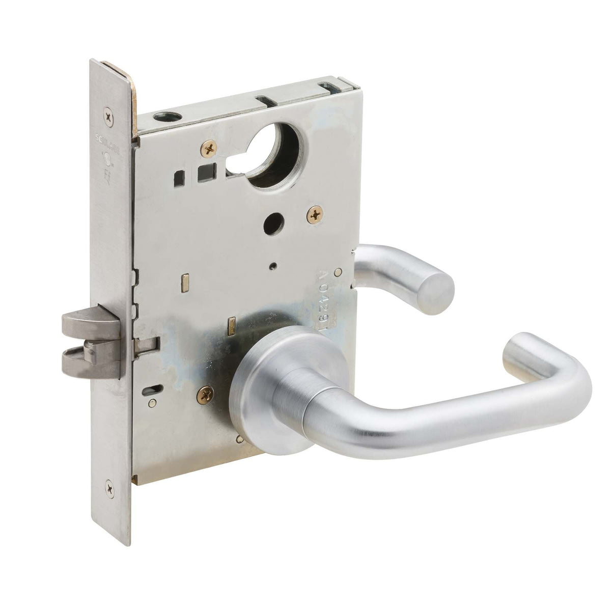 SCHLAGE L9010 03A 626 Series L Grade 1 Mortise Lock, Passage Function, Keyless, 03A Design, Satin Chrome Finish