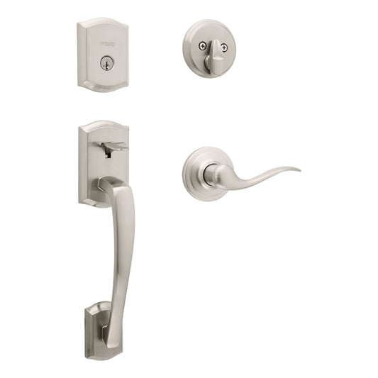 Weiser Prescott Handleset with SmartKey, Satin Nickel