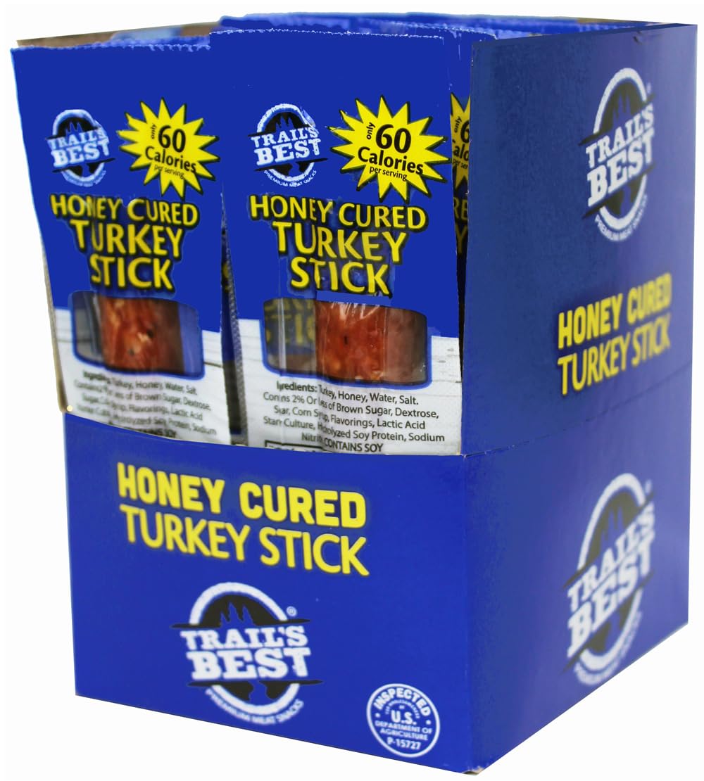 Trail’s Best Honey Cured Turkey Sticks 1oz, 20-Pack