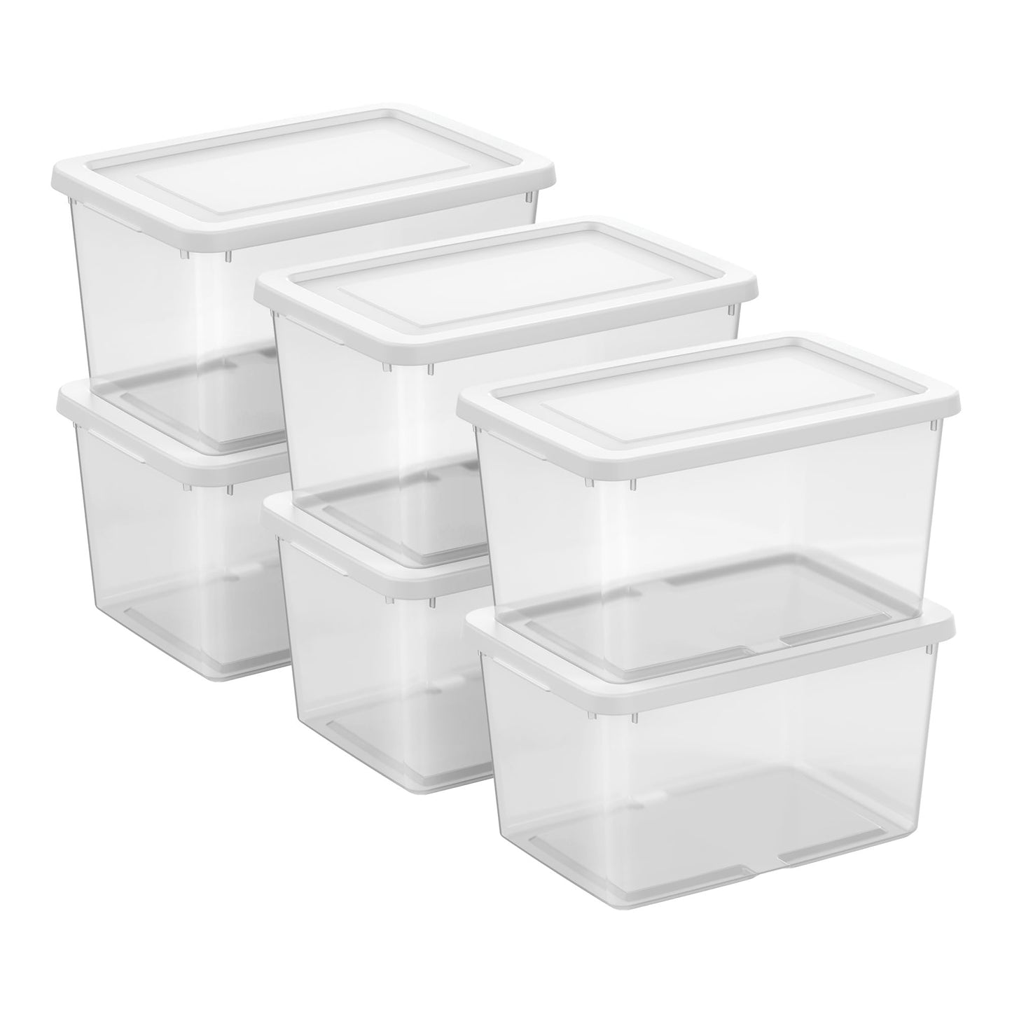 Sterilite 8-Pack Storage Box, Clear Plastic Storage Container Bins with Lids, 20 Quart - Heavy-Duty Organizing Containers for Closet, Bathroom, and Office