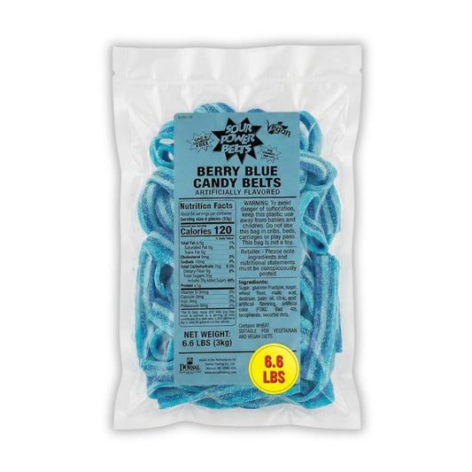 Sour Power Premium Berry Blue Candy Belts – The Original Sour Candy Belts Since 1985 – 6.6 lb Bag – Vegan, Non-GMO, Gelatin Free – Soft, Chewy, Peelable, Sweet & Tart Retro Treats – Sour Belts Candy Bulk