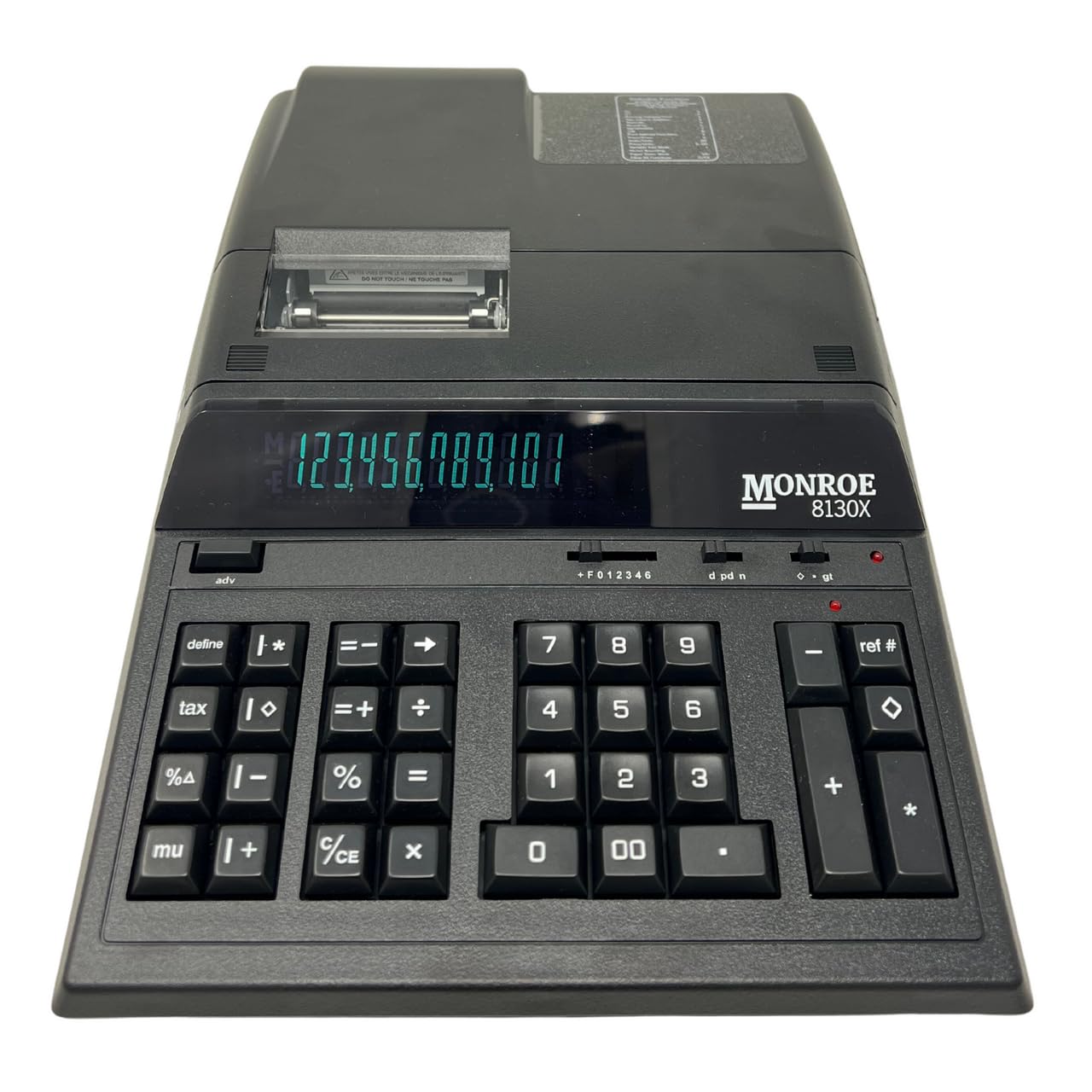 Monroe 8130X Heavy-Duty 12-Digit Printing Calculator, Enclosed Paper Roll, Fluorescent Display, Office Machine for Accounting and Purchasing Professionals, Black