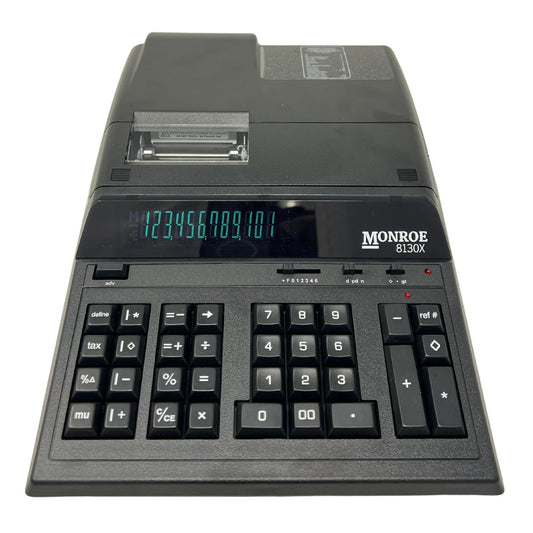 Monroe 8130X Heavy-Duty 12-Digit Printing Calculator, Enclosed Paper Roll, Fluorescent Display, Office Machine for Accounting and Purchasing Professionals, Black