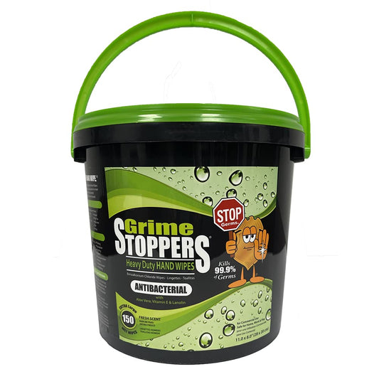 Grime STOPPERS Heavy Duty Hand Wipes w/Micro-Power Beads-NOT YOUR ORDINARY HAND WIPES | 150 Wipes/Bucket (Single)