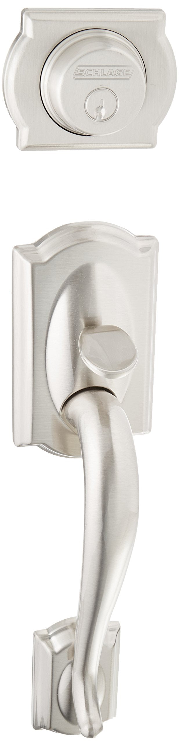 Schlage F92 CAM 619 Camelot Dummy Handleset, Satin Nickel