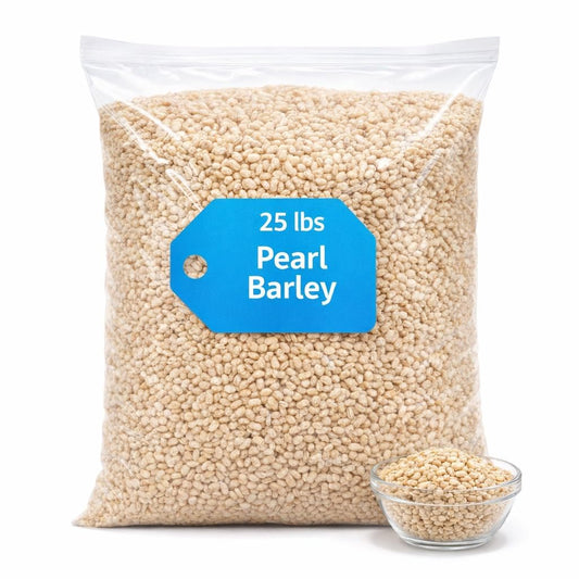 Pearl Barley, 25 lb Bulk Bag, Hulled Grains for Soups, Salads, Stews & Baking