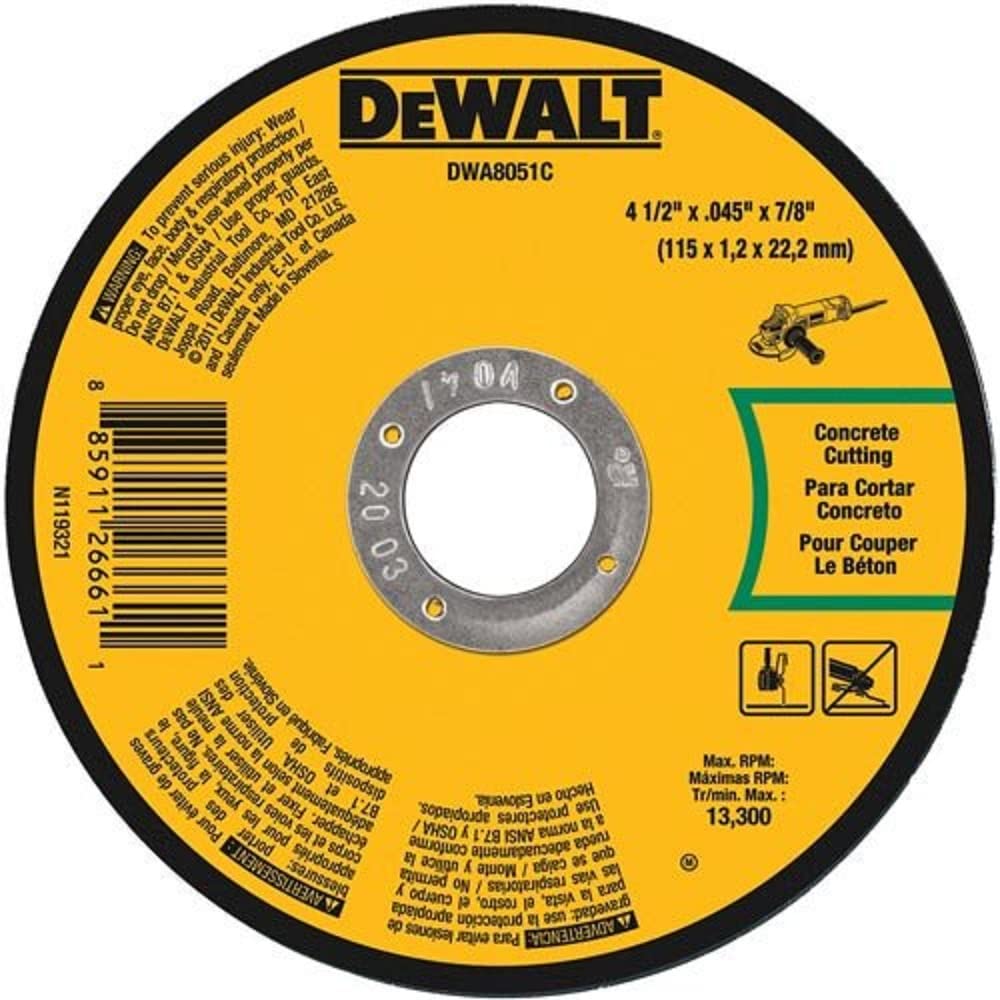 DEWALT DWA8051C Masonry Cut-Off Wheel 4-1/2 x .045 x 7/8 in