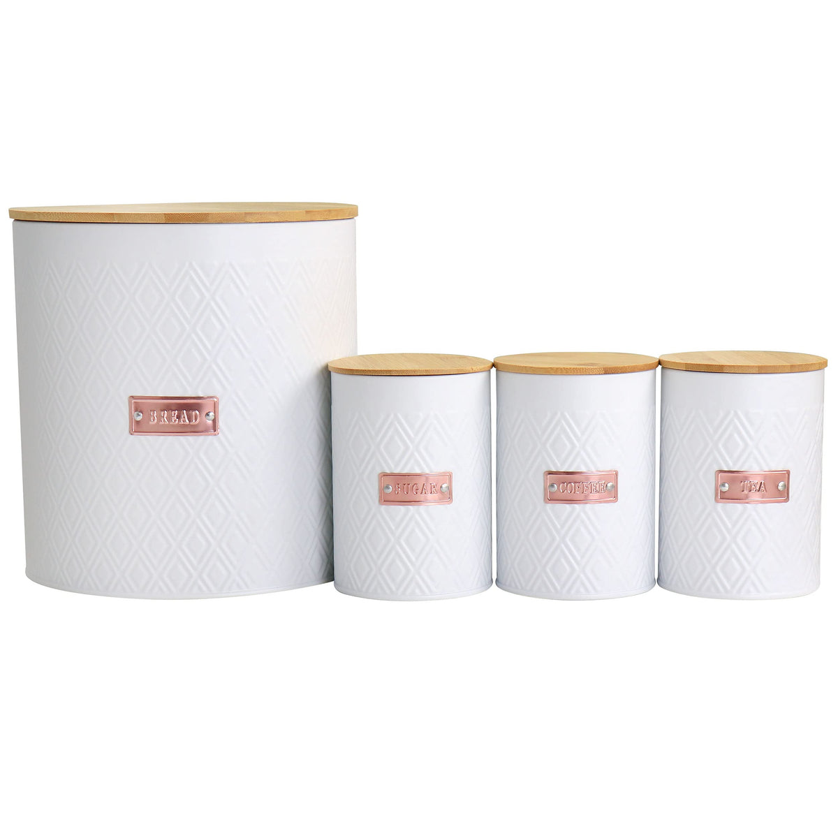 MegaChef 4 Piece Iron Canister Set White