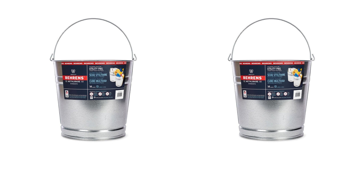 Behrens Galvanized Steel Utility Pail 14-Quart 2-Pack