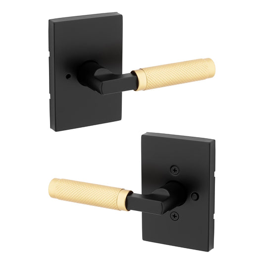 Kwikset Prava Interior Privacy Door Lever, Matte Black/Satin Brass