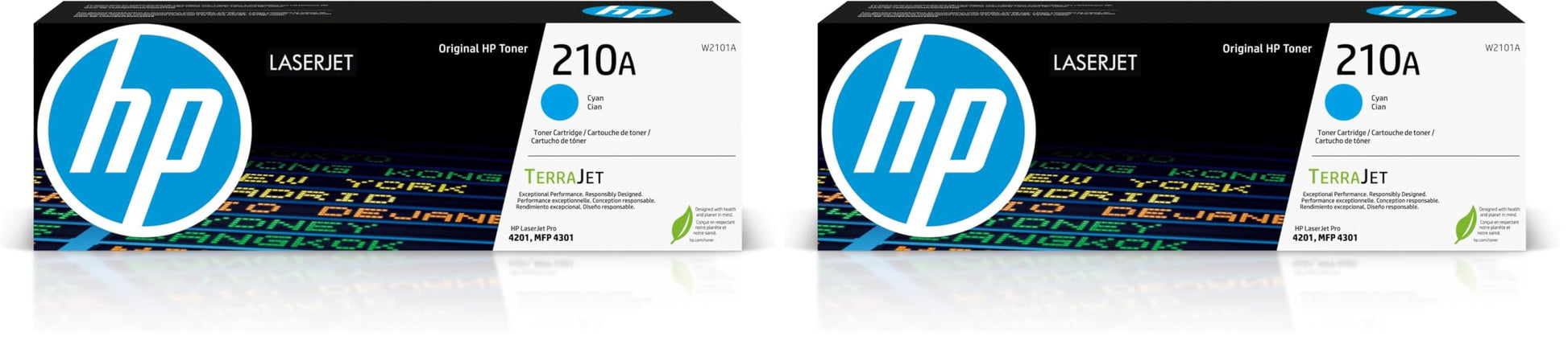 HP 210A Cyan Toner Cartridge | Works Color LaserJet Pro 4201,Color LaserJet Pro MFP 4301 Series | W2101A,(Pack of 2)
