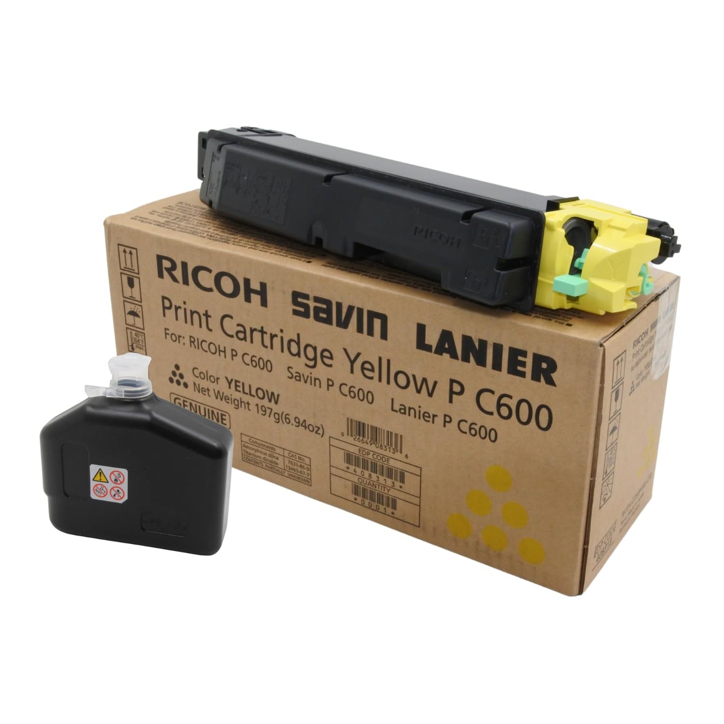 Ricoh 408313 Yellow Print Cartridge P C600 12,000 Pages
