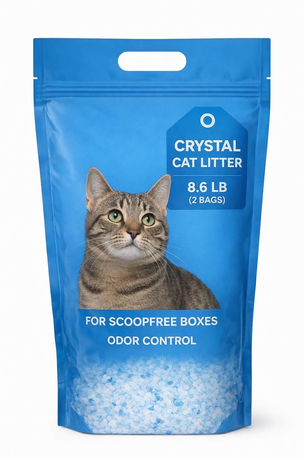 Crystal Cat Litter, Superior Cat Litter Crystals for Odor Control, Perfect for ScoopFree Cat Litter Boxes, 2 Bags of Crystal Litter 4.3LB Each, Total of 8.6LB