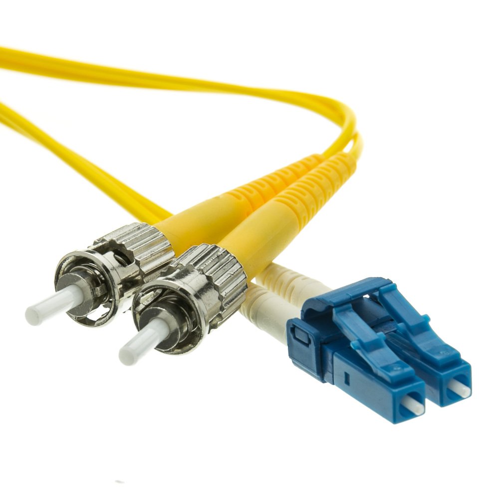CableWholesale LC/UPC to ST/UPC OS2 Duplex Fiber Optic Patch Cord 10m