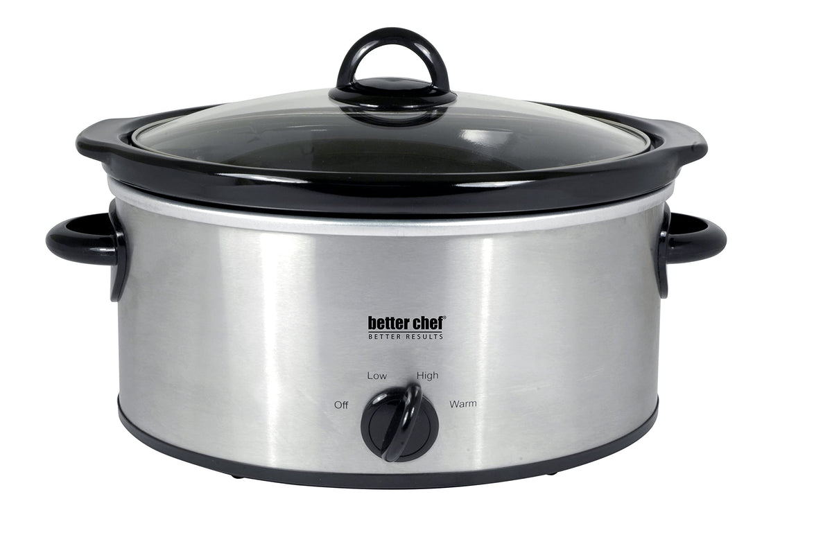 Better Chef Oval Slow Cooker 4-Quart Brushed Stainless