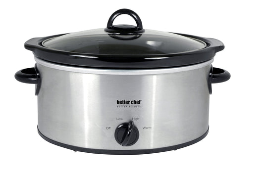 Better Chef Oval Slow Cooker 4-Quart Brushed Stainless