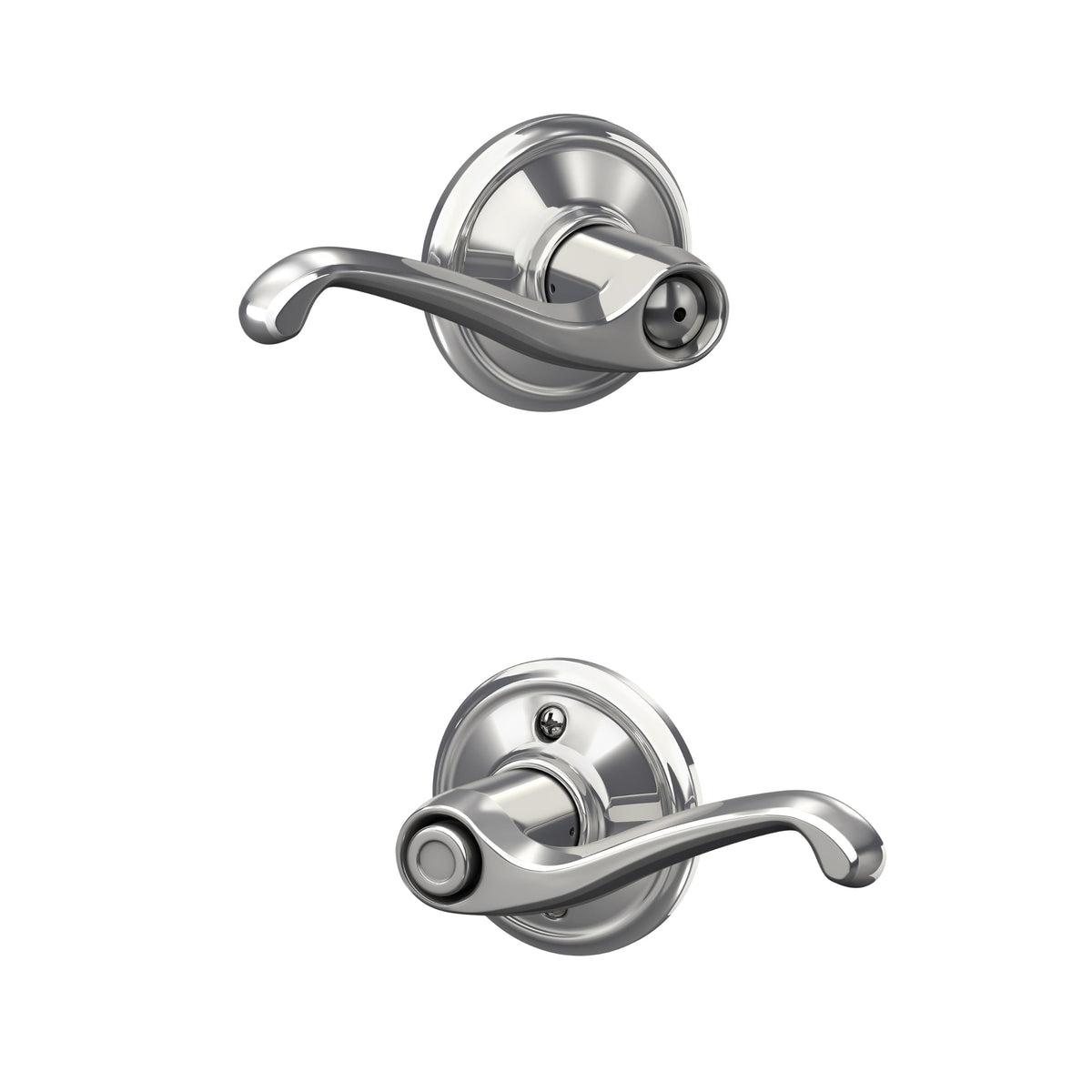Schlage F40 FLA 625 Flair Door Lever, Bed & Bath Privacy Lock, Bright Chrome