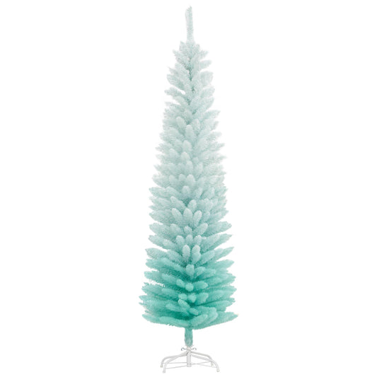 HOMCOM 5' Slim Gradient Blue Pencil Christmas Tree