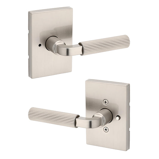 Kwikset Mirada Reeded Privacy Door Handle, Satin Nickel