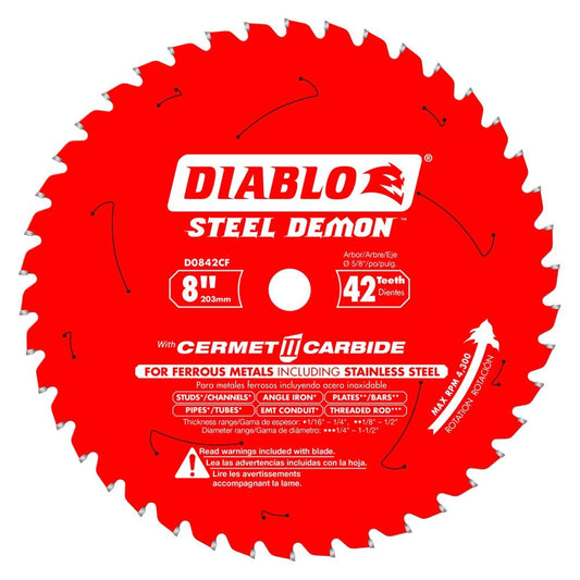 Diablo D0842CF 8" Steel Demon 42T Cermet II Carbide Ferrous Metal Blade 4-Pack