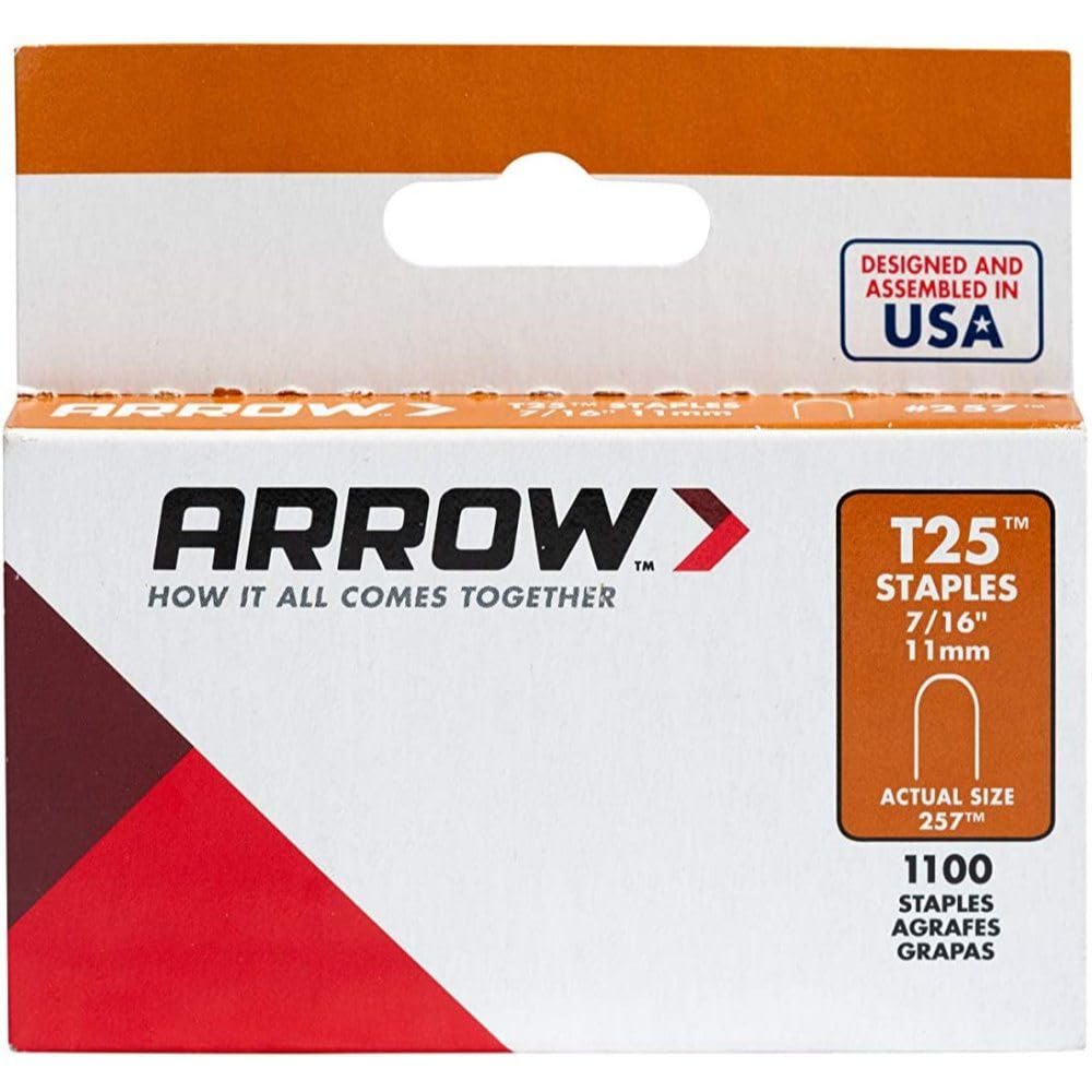 Arrow 257 T25 Round Crown Staples 7/16" 5 Pack