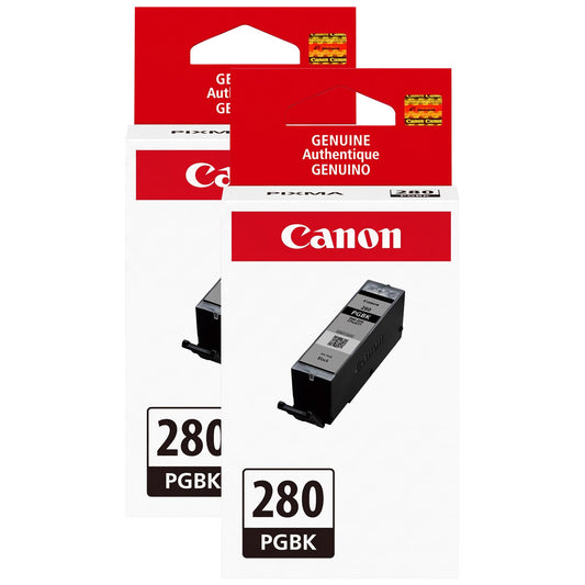 Canon PGI-280 Genuine Pigment Black Ink Tank, Compatible with TR8520, TS9120,TS8120, TS6120, TS9521C/a, TS9520/a, TS8220, TS6220, TS8320, TS6320, TS702/a, and TR8620/a Series Printers (Pack of 2)