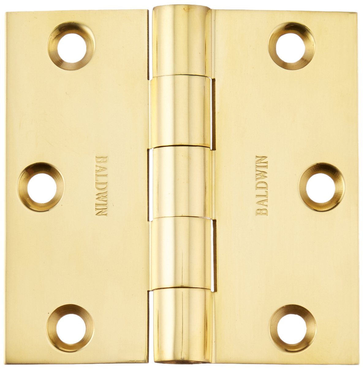 Baldwin 1030031I Unlaquered Square Mortise Hinge, Bright Brass