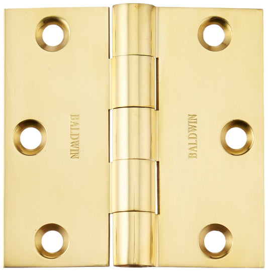 Baldwin 1030031I Unlaquered Square Mortise Hinge, Bright Brass