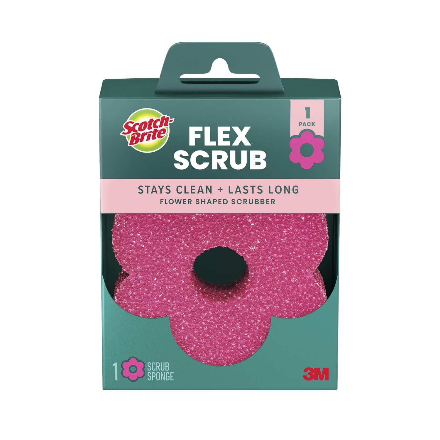 3M Scotch-Brite Flex Scrub Pink Non-Scratch Sponge 1ct