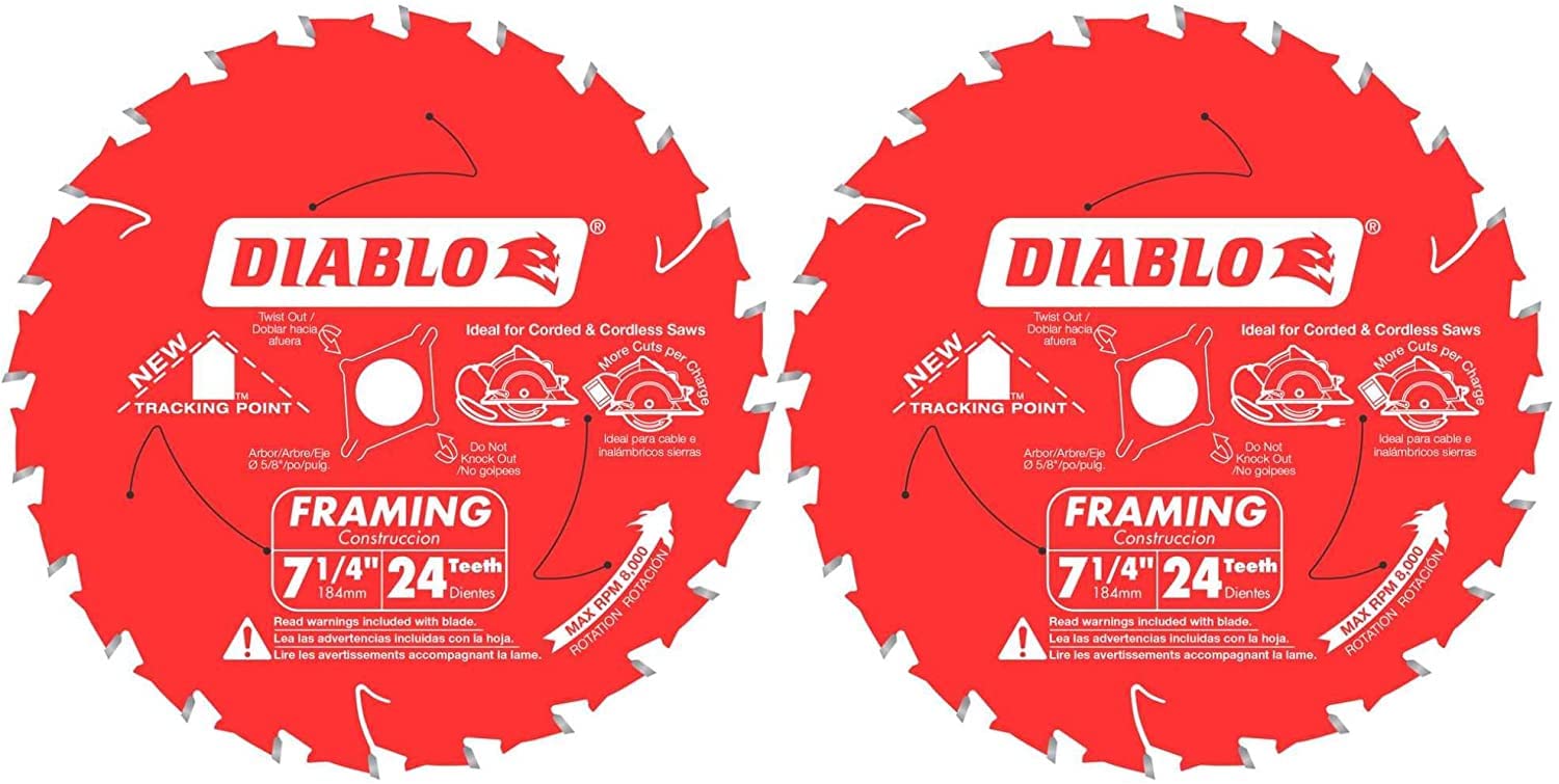 Freud Diablo D0724A 7-1/4" 24T Framing Saw Blade 2-Pack