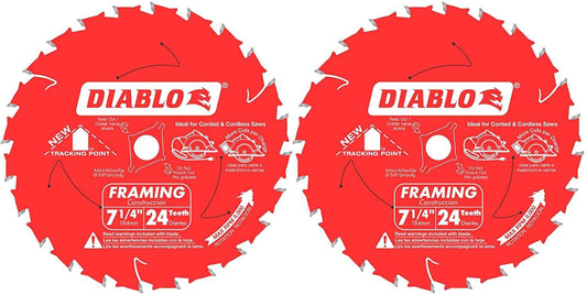 Freud Diablo D0724A 7-1/4" 24T Framing Saw Blade 2-Pack
