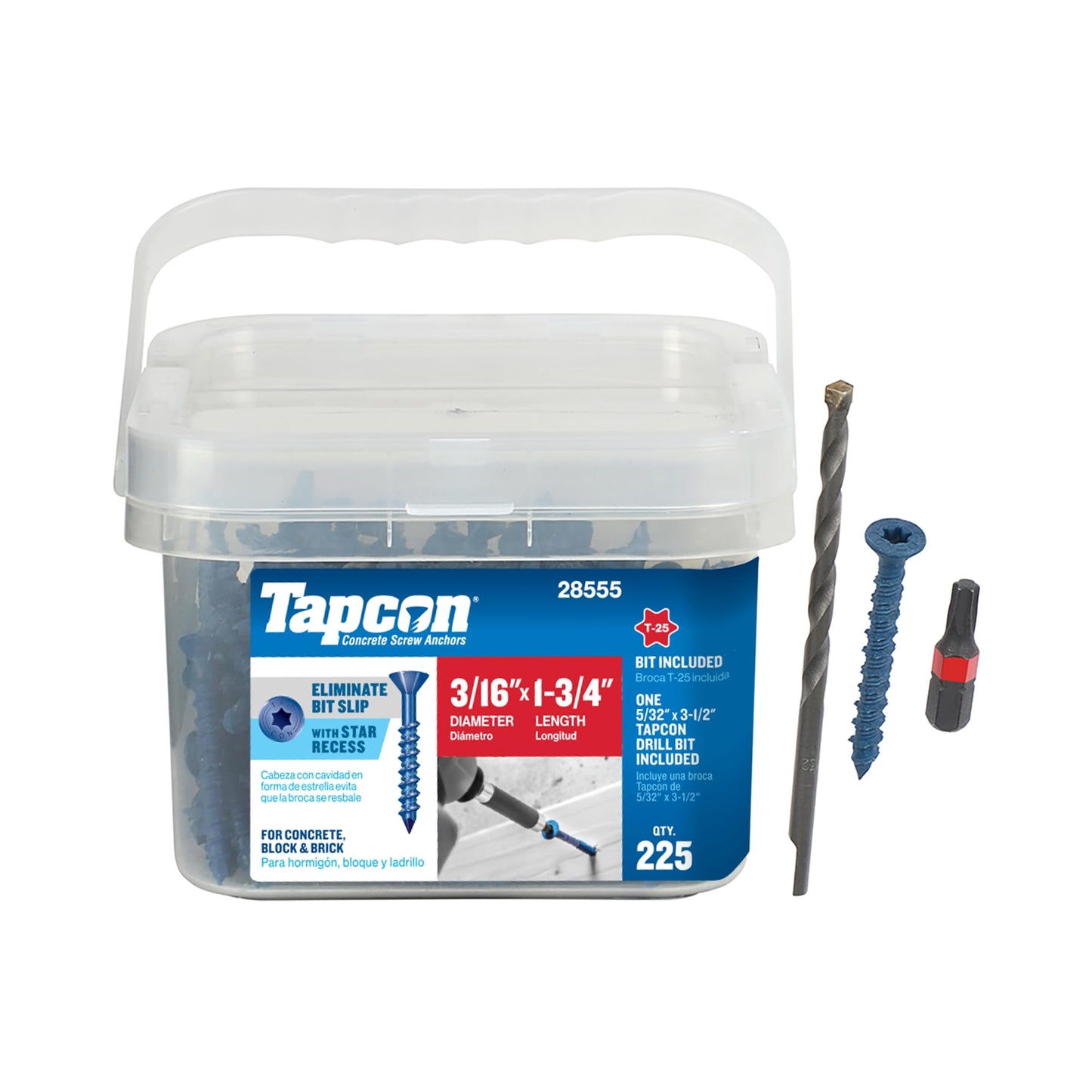 Tapcon 3/16 x 1-3/4 Inch Blue Concrete Screw