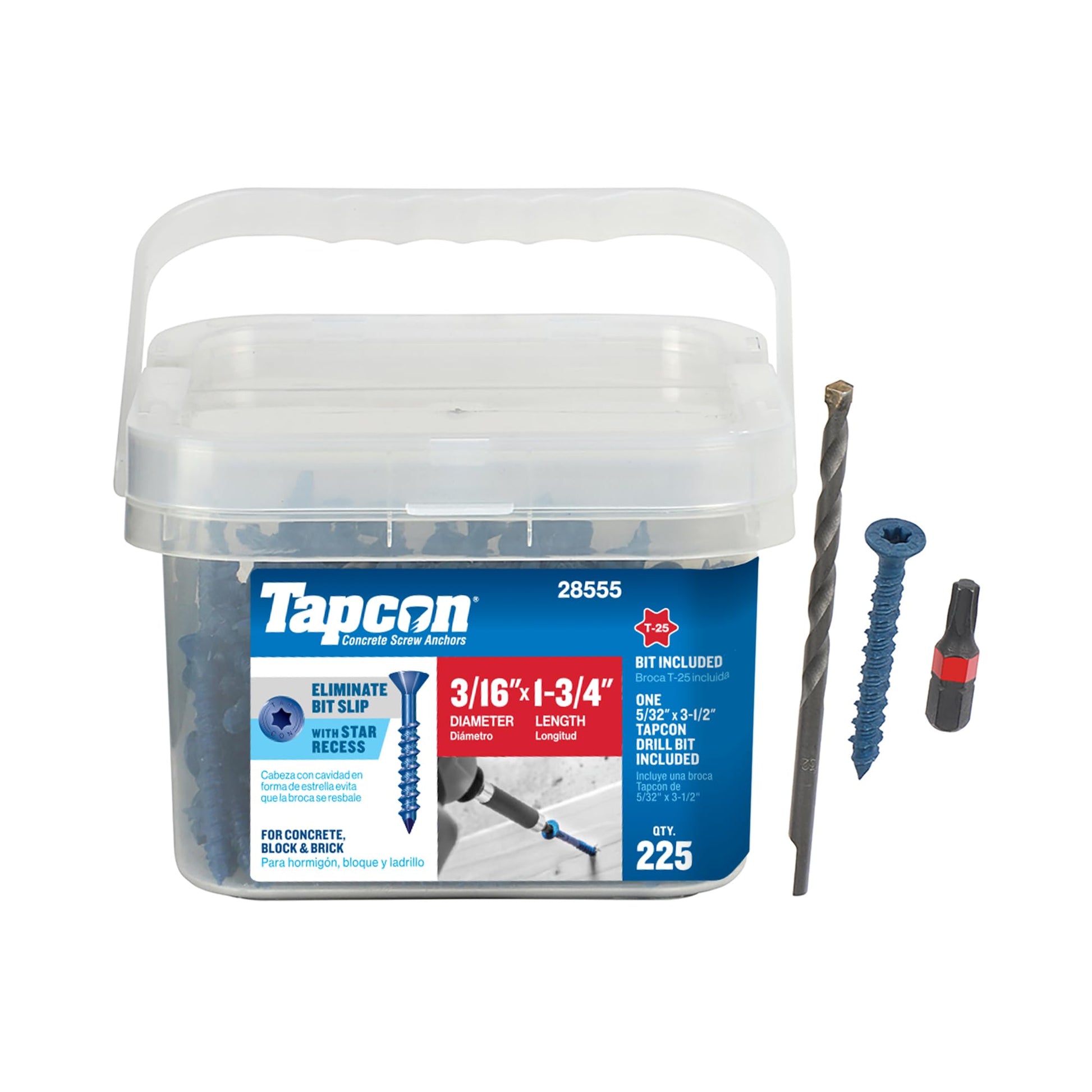 Tapcon 3/16 x 1-3/4 Inch Blue Concrete Screw