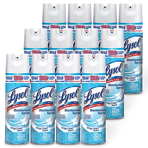 Lysol Disinfectant Spray Crisp Linen 19oz 12-Pack