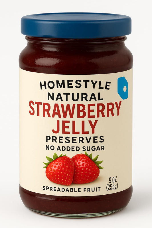 Sweet Strawberry Jam | No Added Sugar | All Natural | Homestyle Fruit Jam | Strawberry Jelly Spreadable Preserves Jams Jellies | 9 Ounce Glass Jar
