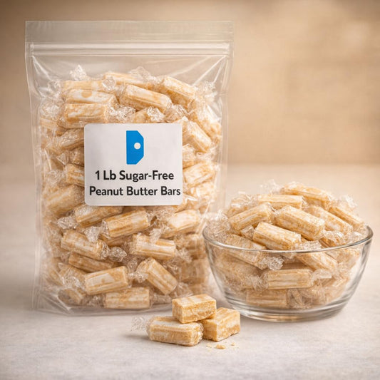 Sugar-Free Peanut Butter Bars – 1 lb Bulk Candy Bag, Creamy Peanut Butter Treats for Candy Jars & Snacking