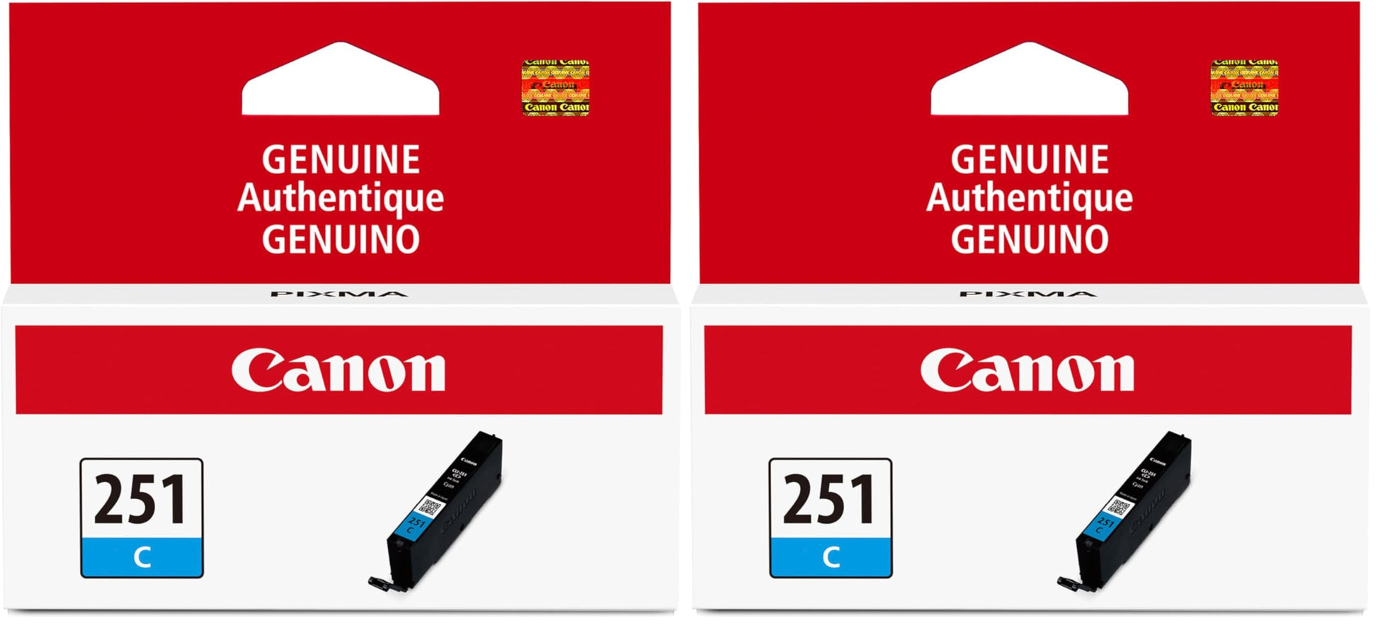 Canon CLI-251XL Genuine Cyan Ink Tank,Compatible with MG6320,IP7220 & MG5420,MX922,MG5520,MG6420,MG7120,iX6820,iP8720,MG7520,MG6620,and MG5620 Printers,(Pack of 2)