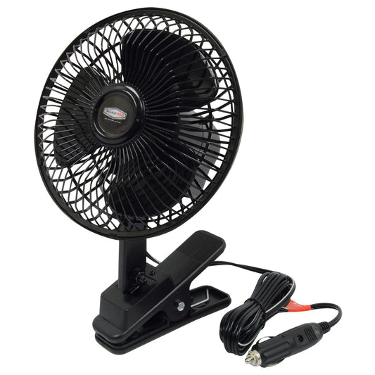 RoadPro RP-1137 Oscillating Fan with Clip, Black