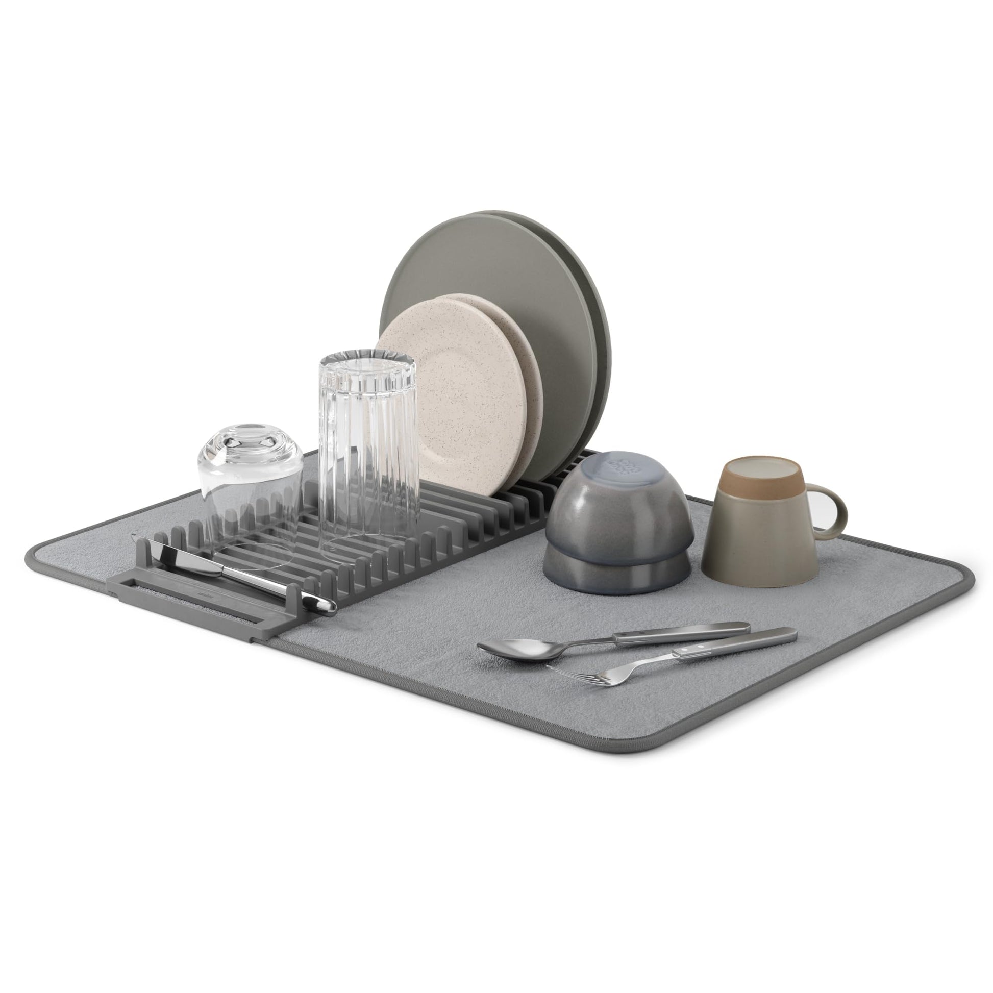Umbra UDry Dish Drying Rack with Mat, Charcoal