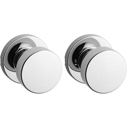 Kwikset 720PSKRDT-26D Pismo Knob with Round Rose Passage Lock with 6AL Latch and RCS Strike Satin Chrome Finish