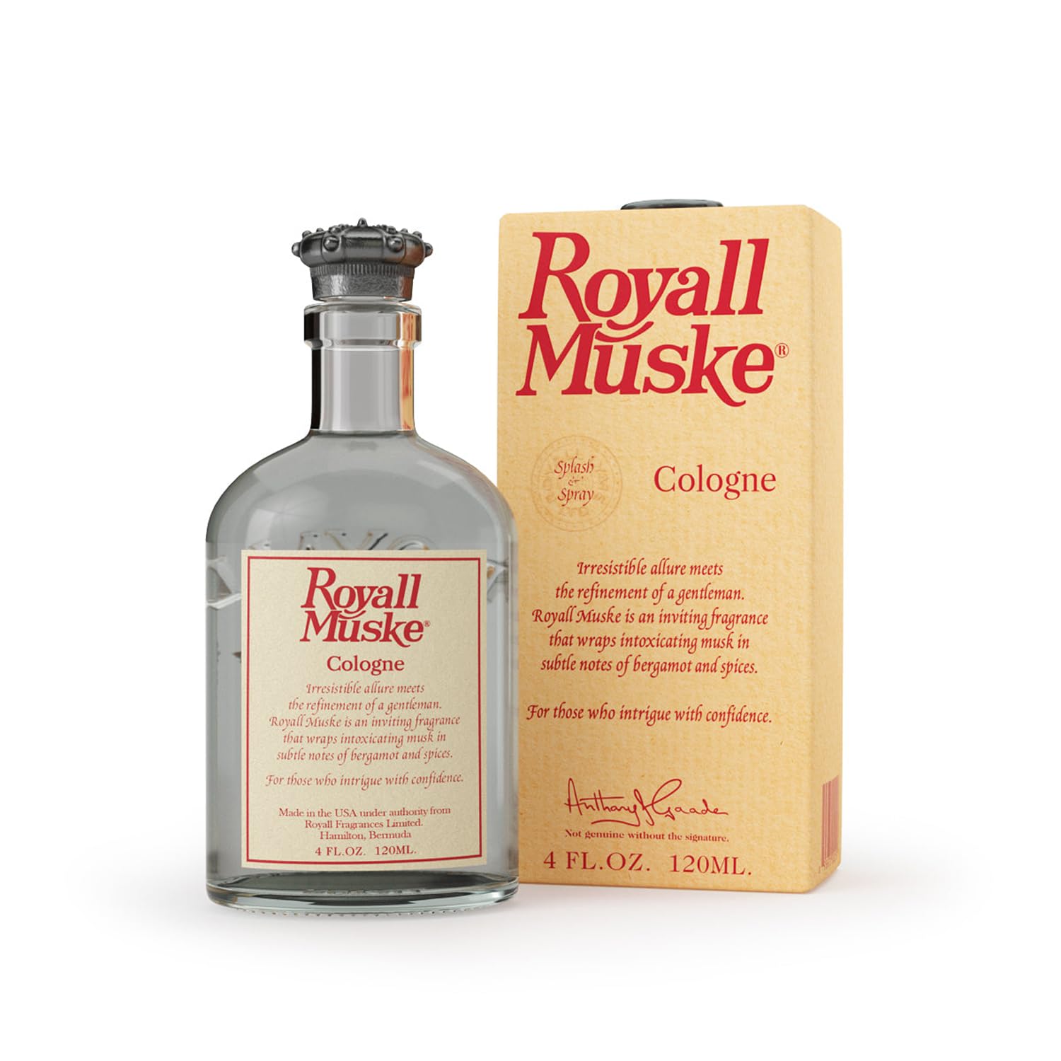 Royall Muske Cologne, Classic Aftershave Scent for Men with Bay Rum, Royal Lyme Fine Perfume, Fragrance Gift, Masculine Grooming Spray, Timeless Men’s Scented Essentials - 4oz