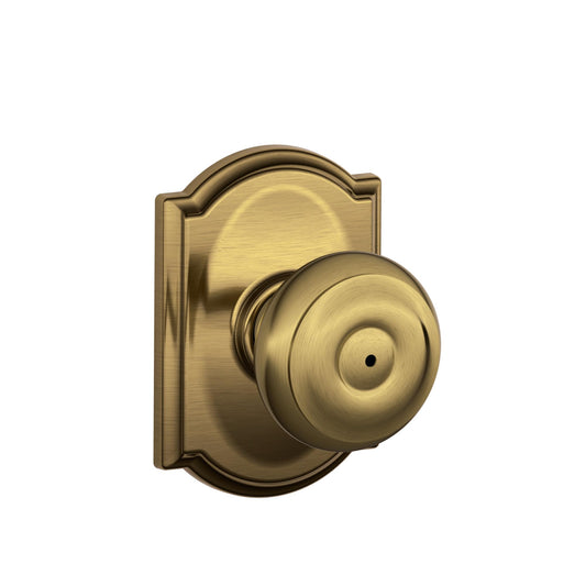 SCHLAGE F40 GEO 609 CAM Camelot Collection Georgian Privacy Knob, Antique Brass