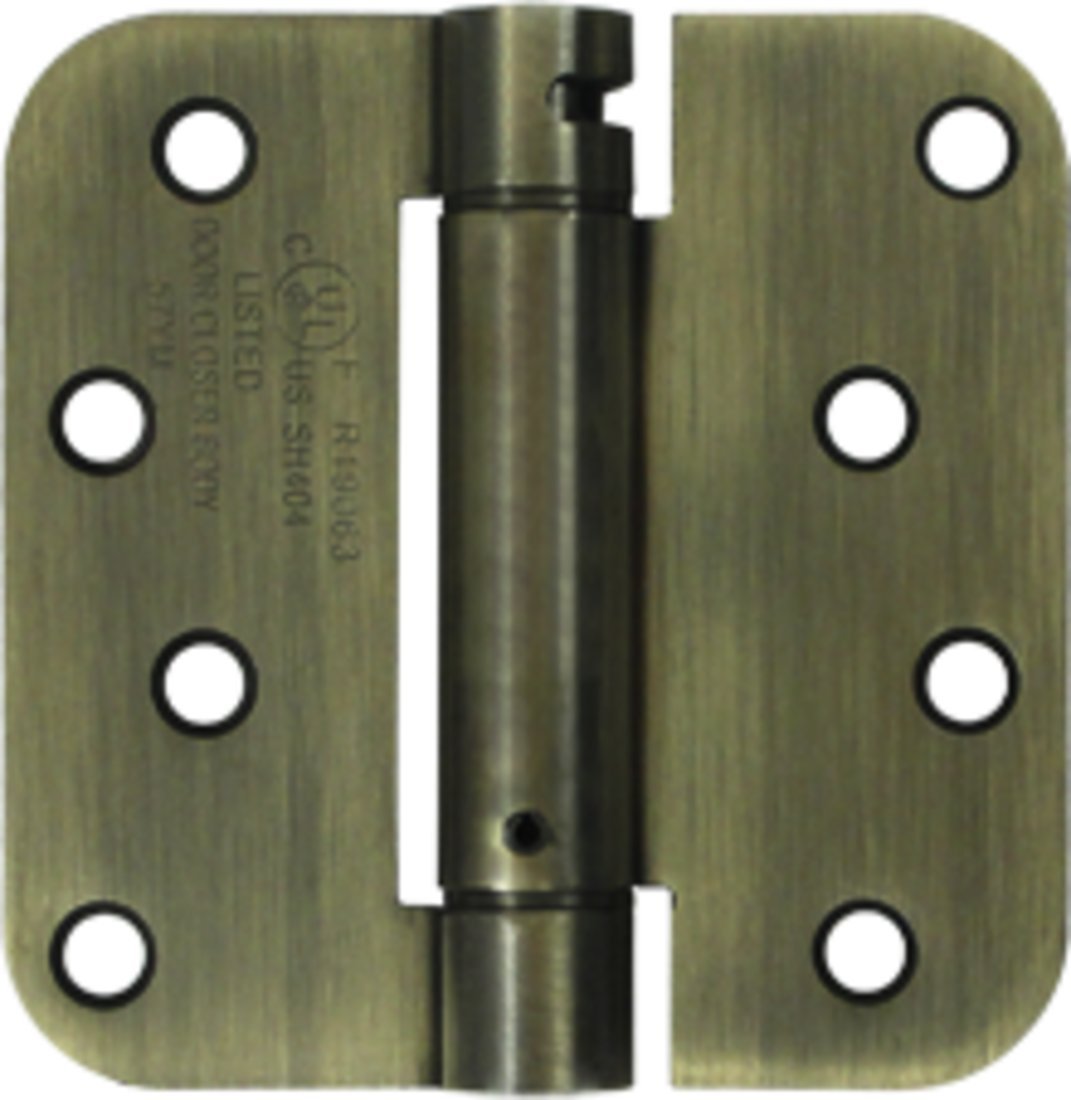 Radius Spring Hinge Antique Brass 4"X4"