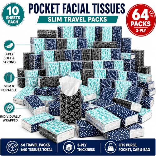 Scotties To-Go Pocket Facial Tissues 64 Packs
