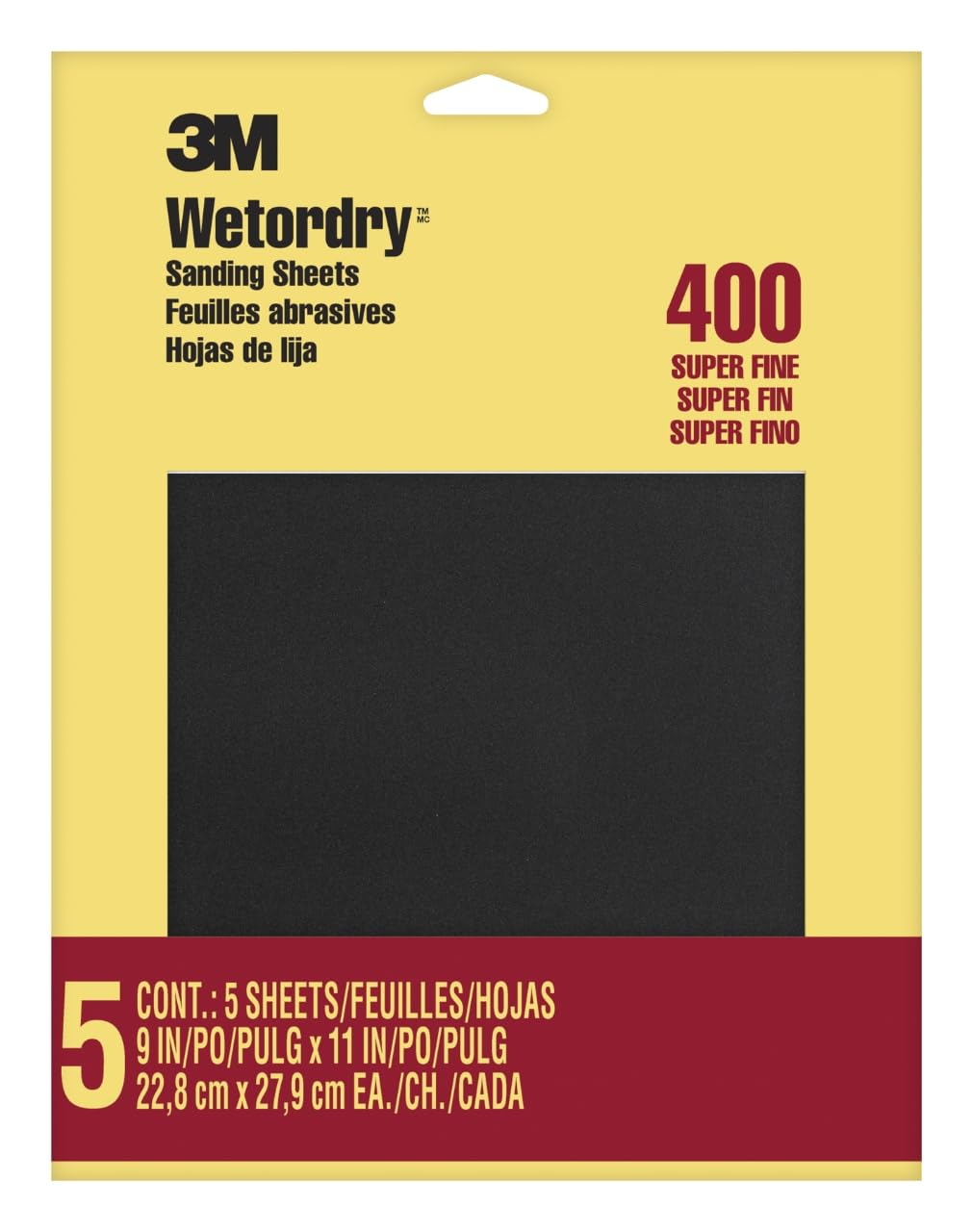 3M Wetordry Sandpaper, 9 in. x 11 in., 400 Grit, 5 Sheets, For Sanding Between Coats of Varnish, Lacquer, Paint & other finishes, Waterproof Paper,Sanding Paper (9085NA)