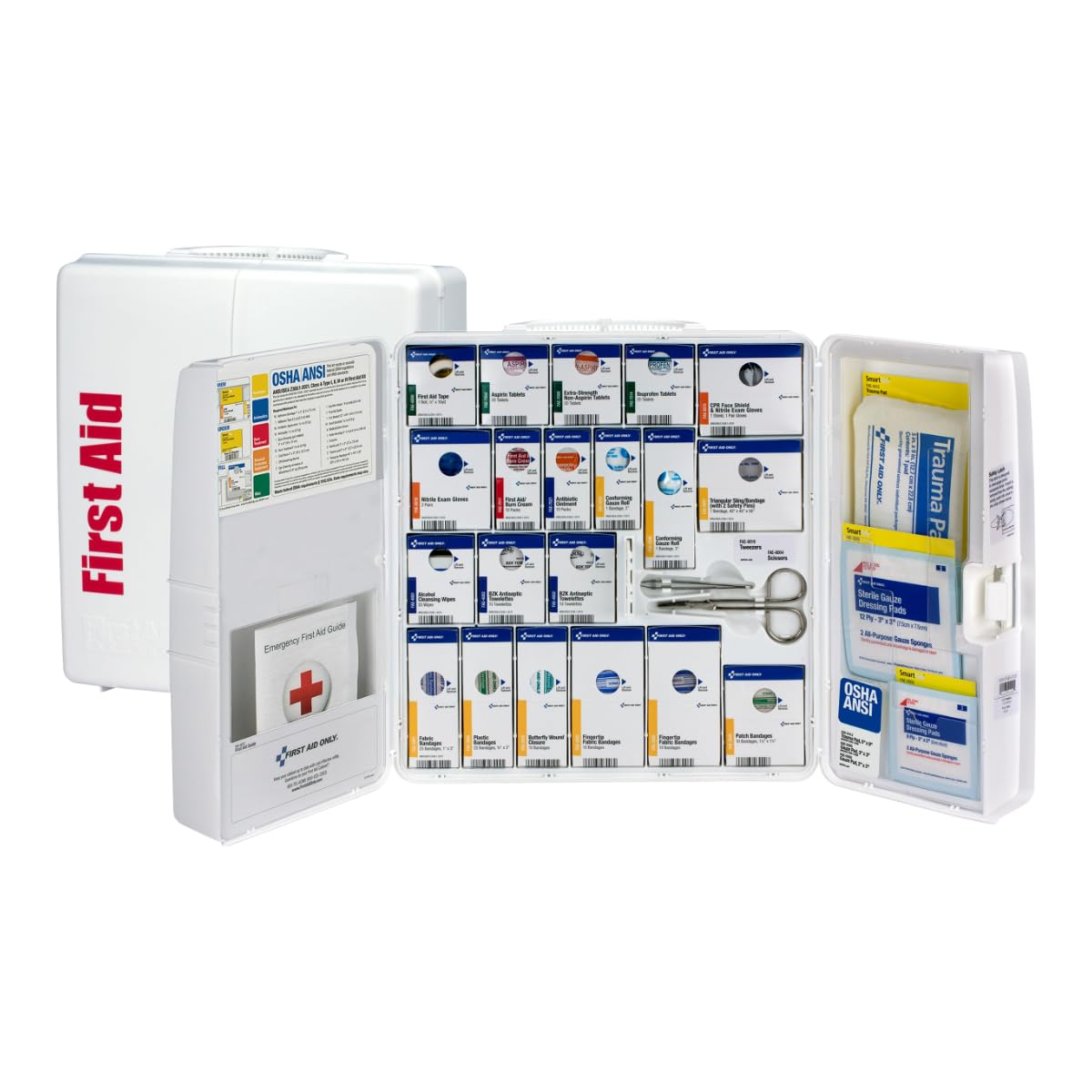 First Aid Only 1000-FAE-0103 SmartCompliance 50-Person OSHA Compliant First Aid Kit for Business, Large Plastic First Aid Cabinet with Medications, 245 Pieces