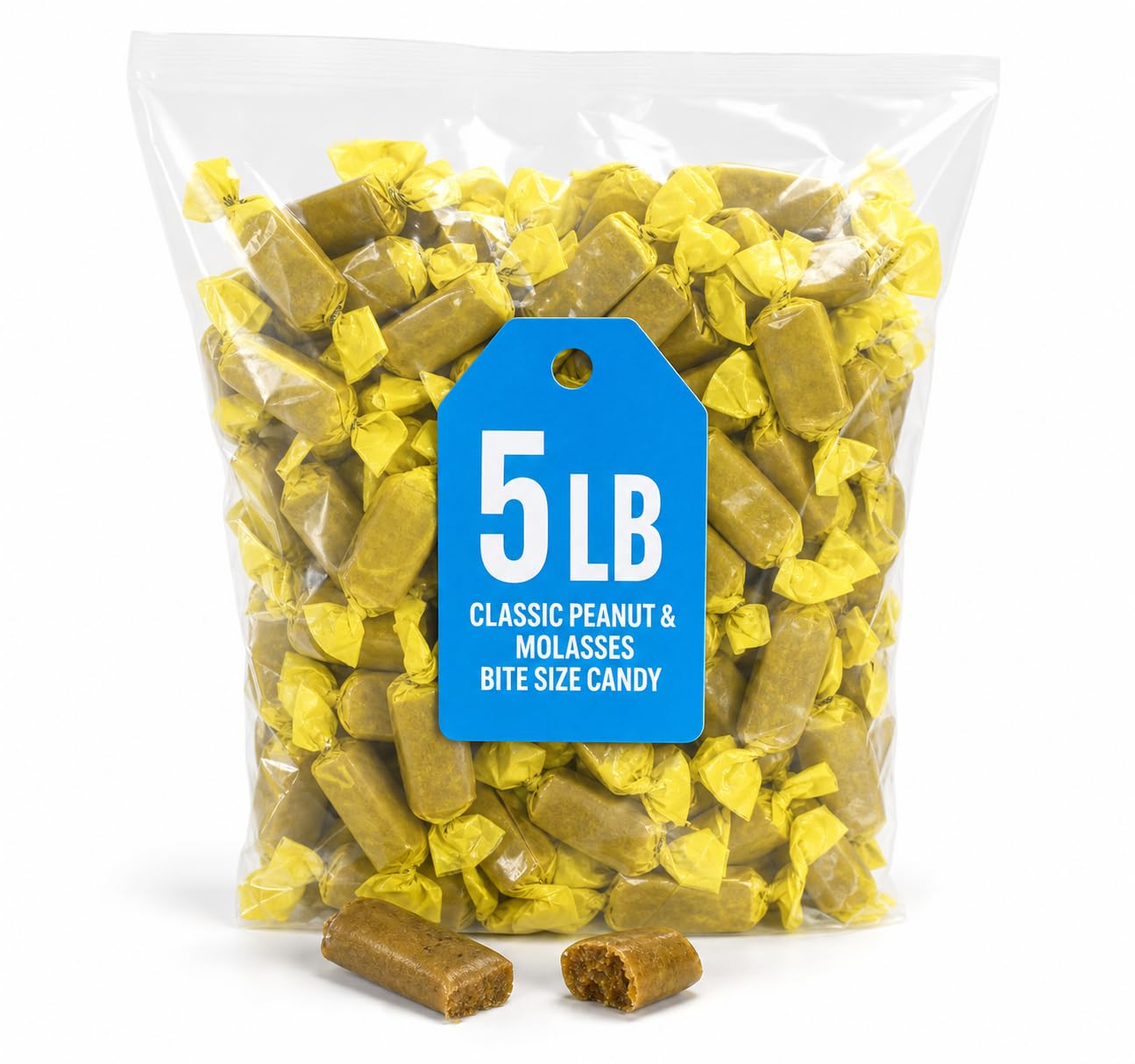 Classic Peanut & Molasses Bite Size Candy, Chewy Treats, 5 Pound Bag